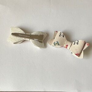 Cream and Multicolor Bow Hair Clips
